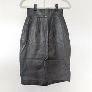 Vintage Ajari High Waisted Black Leather Skirt